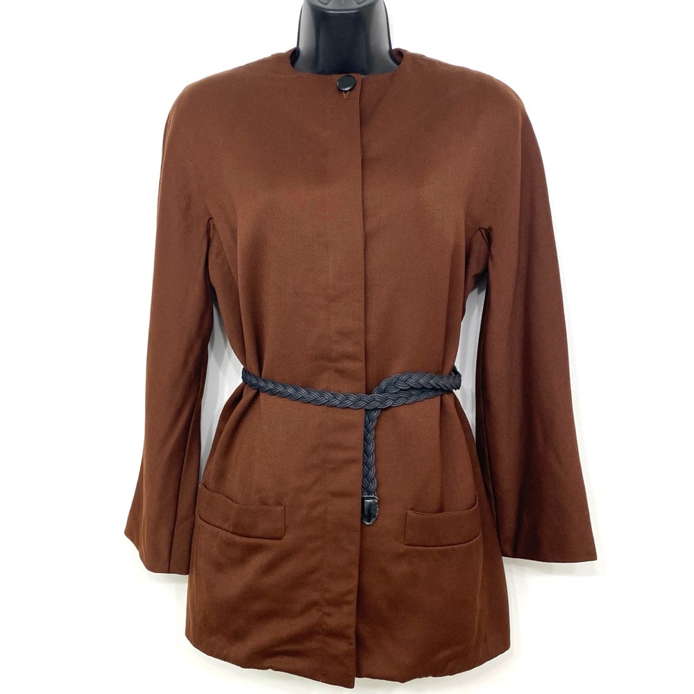 Vintage Anne Klein 100% Wool Tailored Blazer Chocolate Brown, S, Made in Canada